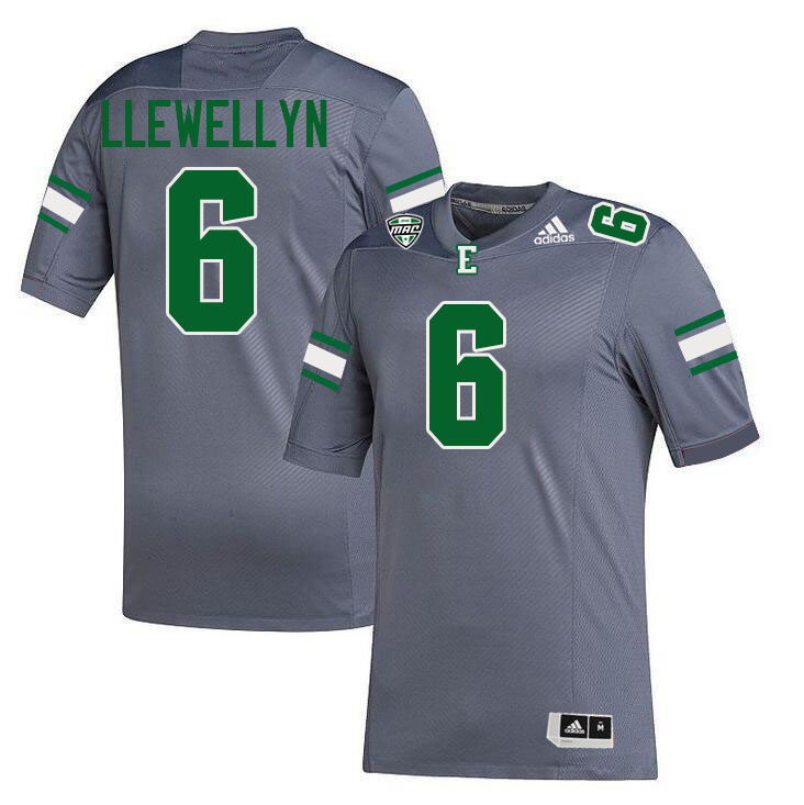 #6 Bryce Llewellyn Eastern Michigan Jersey,Eastern Michigan University Eagles Football Jersey-Grey